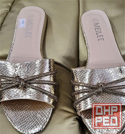 Шлепки Италия женские р39-41 в золотом Донецк - изображение 6