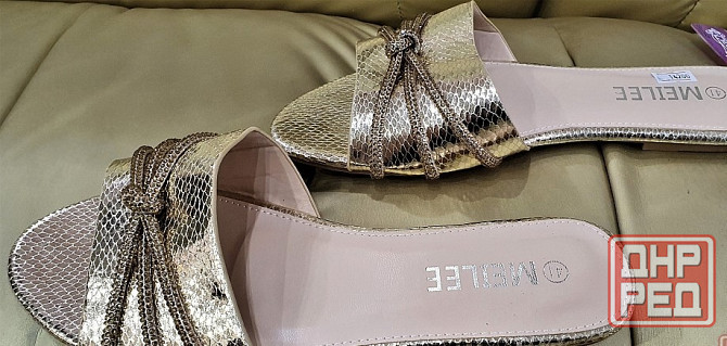 Шлепки Италия женские р39-41 в золотом Донецк - изображение 1