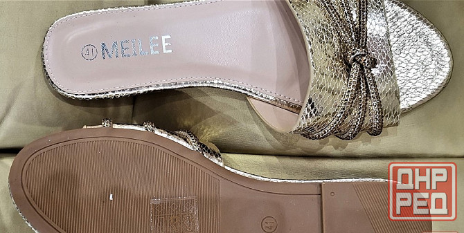 Шлепки Италия женские р39-41 в золотом Донецк - изображение 3