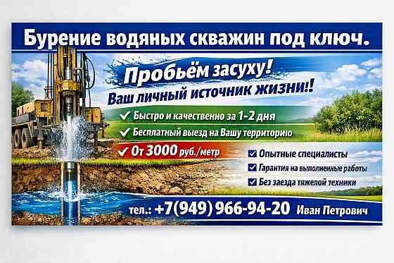 Бурение водяных скважин по всей территории республики Донецк