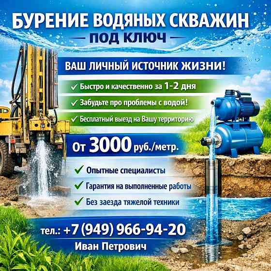 Бурение водяных скважин по всей территории республики Донецк