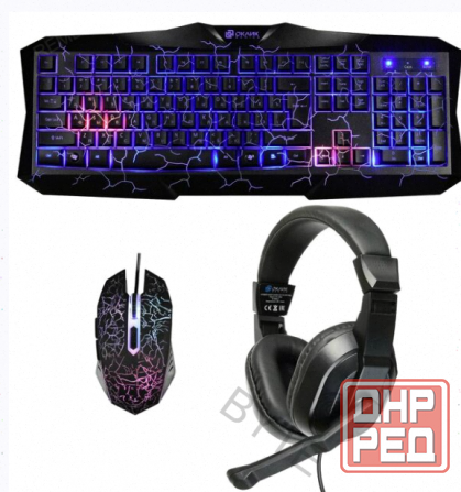 Игровой Комплект Oklick hs-hkm100g Черный 2.2м Мониторы Оголовье hs-hkm100g - арт:2691 Донецк - изображение 1