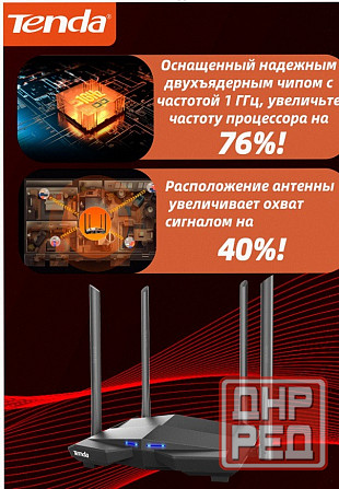 Wi-fi Роутер Tenda ac10, Гигабитный, Интернет до 1000 Мбит/с, Двухдиапазонный, Режим Роут - арт:7026 Макеевка - изображение 3
