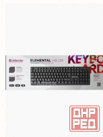 Клавиатура Проводная Defender Elemental hb-239 Black (ru, Черн,104 Кнопки+fn,1.8м) (45239 - арт:2512 Донецк - изображение 2
