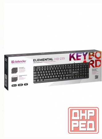 Клавиатура Проводная Defender Elemental hb-239 Black (ru, Черн,104 Кнопки+fn,1.8м) (45239 - арт:2512 Донецк - изображение 3