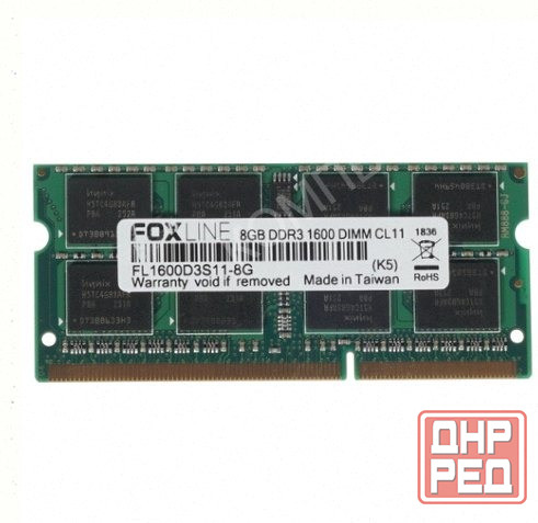Оперативная Память so-dimm 8gb Ddr3-1600 pc3-12800 Foxconn Foxline, cl11, 1.5v, (512x8), - арт:5870 Макеевка - изображение 1