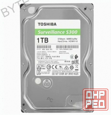 Жесткий Диск 3.5" Toshiba s300 1 тб Surveillance (hdwv110uzsva) - арт:1937 Макеевка - изображение 1