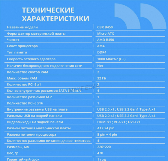 Материнская Плата Cbr mb-arb450-blk Micro-atx - арт:9693 Макеевка