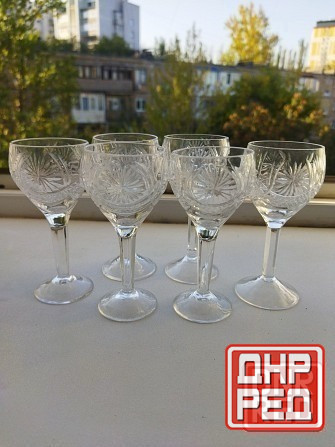 Набор хрустальных рюмочек на ножке ссср Донецк - изображение 1