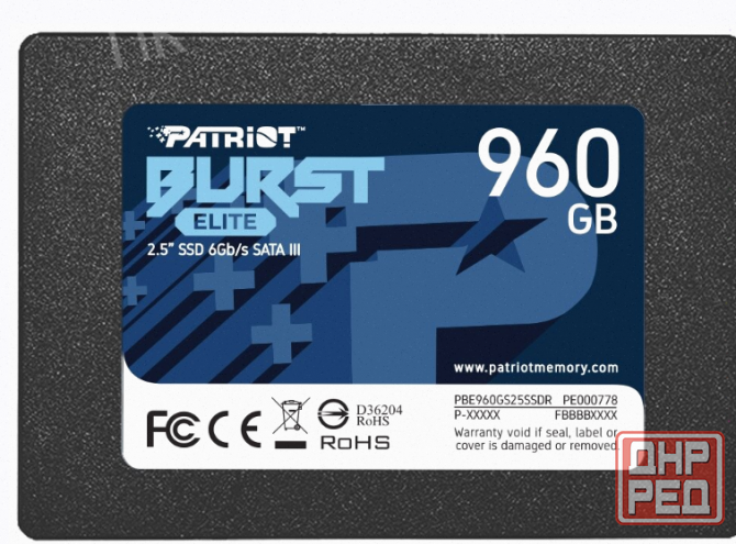 Ssd Patriot Sata Iii 960gb Pbe960gs25ssdr Burst Elite 2.5" - арт:6837 Макеевка - изображение 3