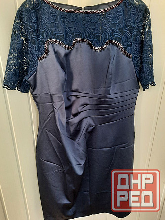 Платье атласное темно-синее 48 р Донецк - изображение 1