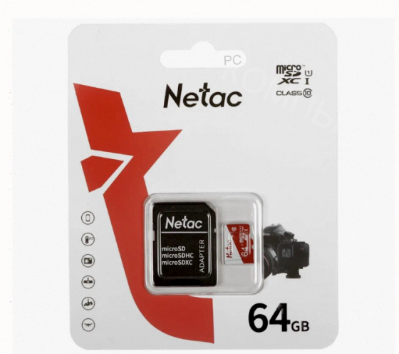 Карта Памяти Netac p500 Eco, Microsdxc, 64 гб, Class 10, Uhs-i u1, Адаптер на sd (nt02p50 - арт:1999 Макеевка