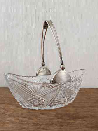 Конфетница, хрусталь с серебряной ручкой Донецк