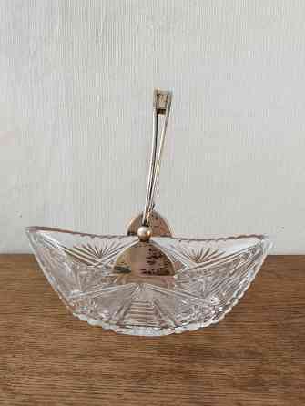 Конфетница, хрусталь с серебряной ручкой Донецк