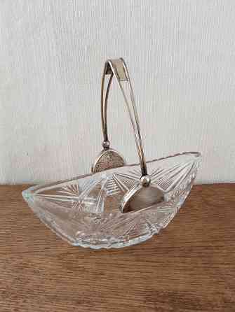 Конфетница, хрусталь с серебряной ручкой Донецк