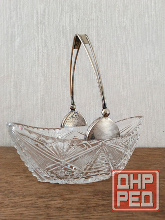 Конфетница, хрусталь с серебряной ручкой Донецк - изображение 1