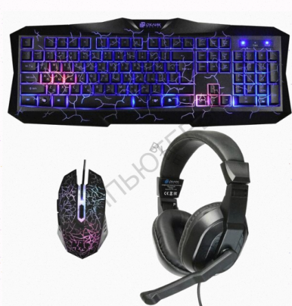 Игровой Комплект Oklick hs-hkm100g Черный 2.2м Мониторы Оголовье hs-hkm100g - арт:2588 Макеевка