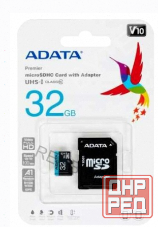 Adata Карта Памяти 32гб Adata Ausdh32guicl10a1-ra1 Microsdhc Uhs-i Class10 + Адаптер - арт:2334 Макеевка - изображение 1