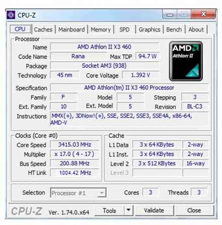 Топовый трехядерник Athlon II X3 460 Донецк