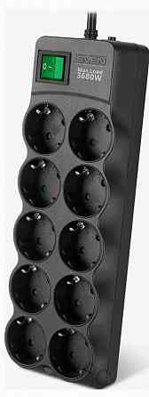 Сетевой Фильтр Sven sf-10e-16 3680 вт, 10 Розеток, 3 м, Черный - арт:5329 Макеевка