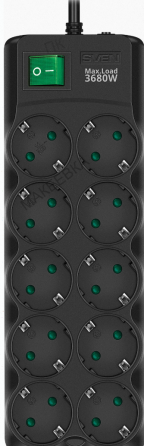 Сетевой Фильтр Sven sf-10e-16 3680 вт, 10 Розеток, 3 м, Черный - арт:5329 Макеевка
