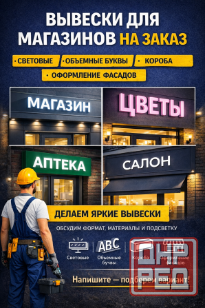 Вывески для магазинов на заказ | Световые, объемные буквы, короба Донецк - изображение 1
