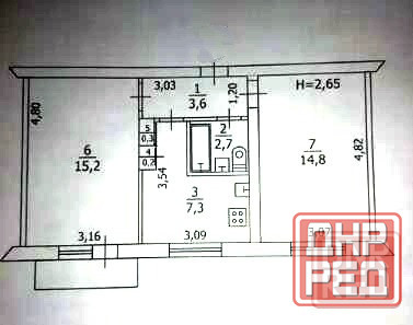2х комн. 3/5 ул. 50-летия Ссср / Крытый рынок Донецк - изображение 1