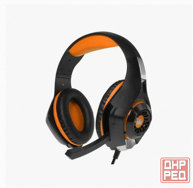 Наушники Crown Cmgh-101t, Игровые, Полноразмерные, Микрофон, 3.5 мм, 2.1 м, чёрно-оранжев - арт:8944 Макеевка - изображение 1