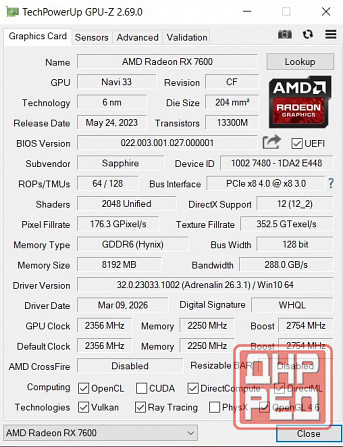 Видеокарта Sapphire RX7600 Pulse 8GB Донецк - изображение 6
