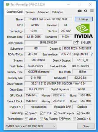 Видеокарта GeForce GTX 1060 6gb MSI Armor OCV1 Донецк