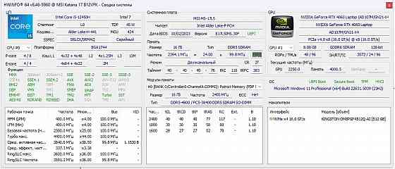 Игровой Ноутбук MSI Katana 17 / RTX 4060 / 144 Гц / 16Gb DDR5/ Intel i5-12450H Донецк