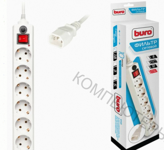 Сетевой Фильтр Buro 600sh-1.8-ups-w 1.8м (6 Розеток) Белый (коробка) - арт:4321 Донецк