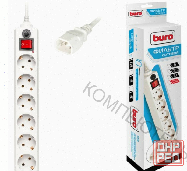 Сетевой Фильтр Buro 600sh-1.8-ups-w 1.8м (6 Розеток) Белый (коробка) - арт:4321 Донецк - изображение 1
