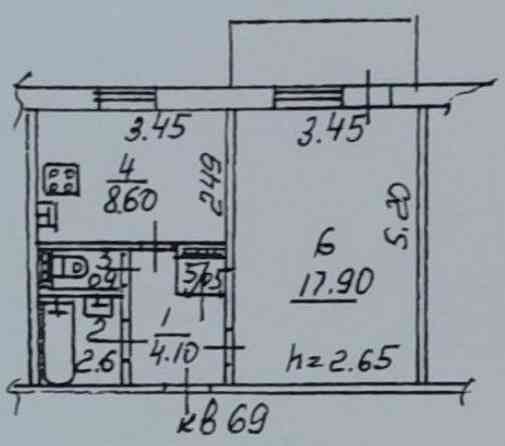 1-к. квартира, 35,7 м², Донецк