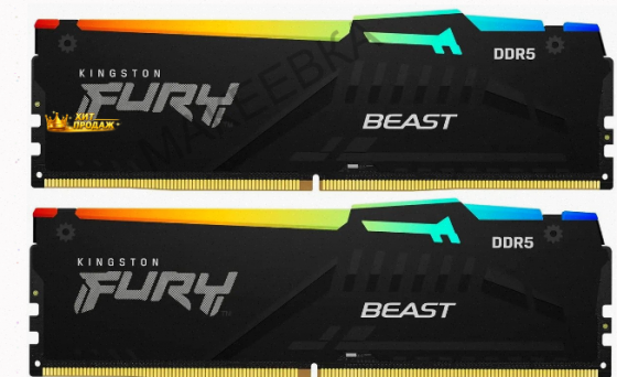 Оперативная Память Kingston Fury Beast Black kf552c40bbak2-16 Ddr5 - 2x 8гб 5200мгц, Dimm - арт:7373 Макеевка