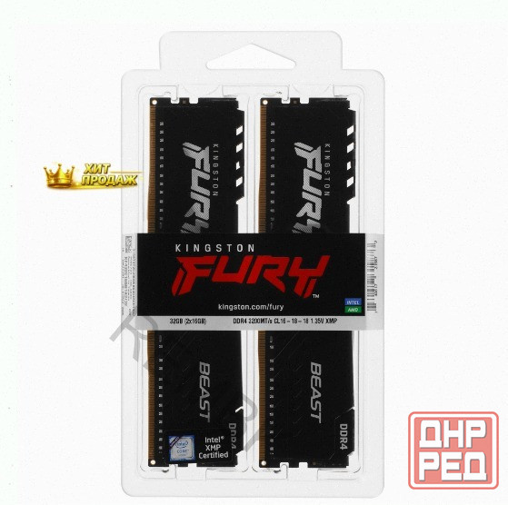 Оперативная Память Kingston kf432c16bb1k2/32wp, 32gb (2x16gb) 3200mt/s Ddr4 cl16 Dimm, Че - арт:6163 Макеевка - изображение 3