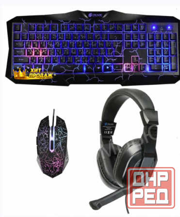 Игровой Комплект Oklick hs-hkm100g Черный 2.2м Мониторы Оголовье hs-hkm100g - арт:3076 Макеевка - изображение 1