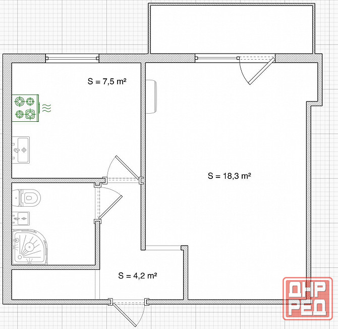 Продаётся 1- комн. квартира 35,9 кв.м. Мариуполь - изображение 4