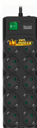 Сетевой Фильтр Sven sf-10e-16 3680 вт, 10 Розеток, 3 м, Черный - арт:7642 Макеевка