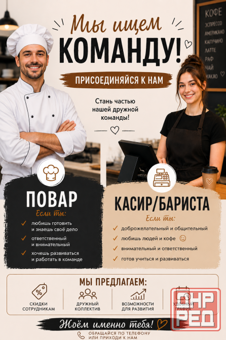 Требуется повар и кассир/бариста в точку фаст-фуда(можно без опыта) Донецк - изображение 1