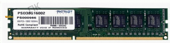 Оперативная Память Dimm Ddr3 Patriot Memory sl 8гб 1600 Мгц cl11 (psd38g16002) - арт:5708 Макеевка