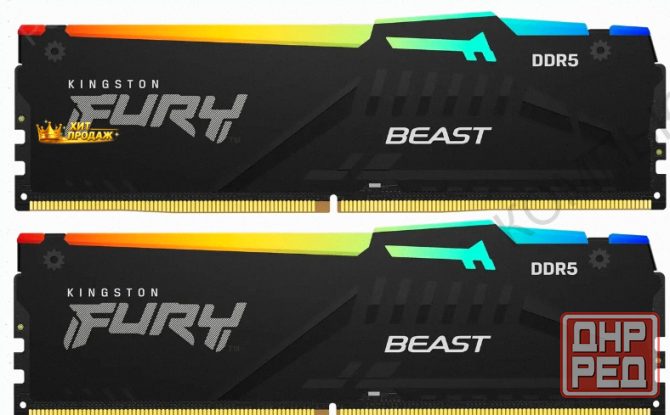 Оперативная Память Kingston Fury Beast Black kf552c40bbak2-16 Ddr5 - 2x 8гб 5200мгц, Dimm - арт:2586 Макеевка - изображение 1