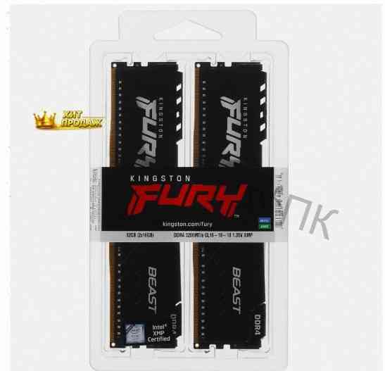 Оперативная Память Kingston kf432c16bb1k2/32wp, 32gb (2x16gb) 3200mt/s Ddr4 cl16 Dimm, Че - арт:8511 Макеевка