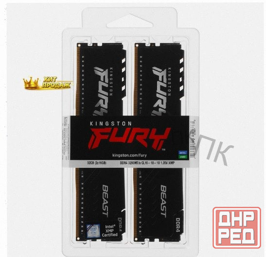 Оперативная Память Kingston kf432c16bb1k2/32wp, 32gb (2x16gb) 3200mt/s Ddr4 cl16 Dimm, Че - арт:8511 Макеевка - изображение 3