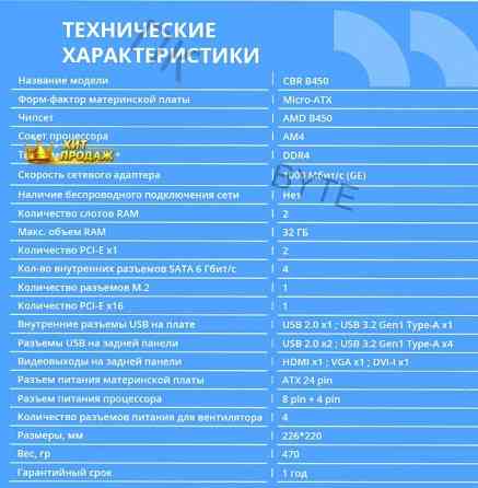 Материнская Плата Cbr mb-arb450-blk Micro-atx - арт:7771 Макеевка