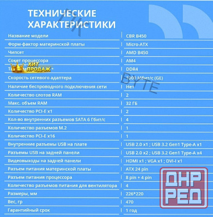 Материнская Плата Cbr mb-arb450-blk Micro-atx - арт:7771 Макеевка - изображение 3