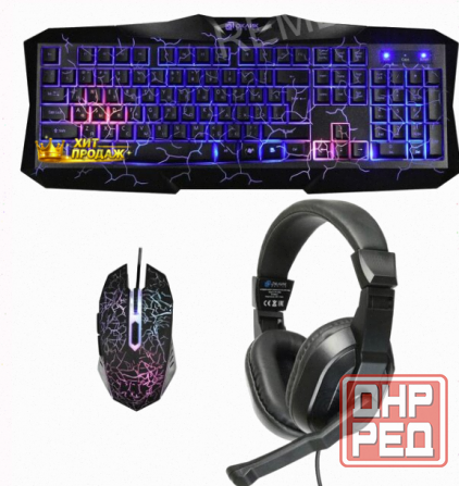 Игровой Комплект Oklick hs-hkm100g Черный 2.2м Мониторы Оголовье hs-hkm100g - арт:1817 Макеевка - изображение 1