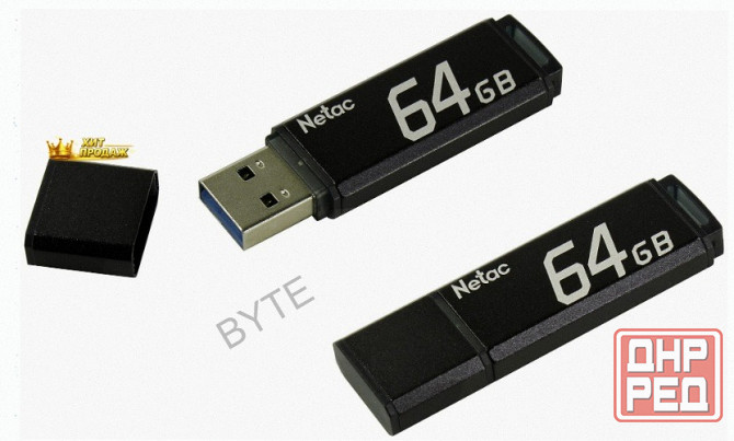 Накопитель Usb 2.0 64гб Netac u351 (nt03u351n-064g-20bk), Черный - арт:8169 Макеевка - изображение 2