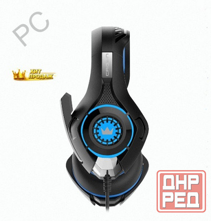 Игровые Наушники Проводные с Микрофоном Crown Micro Cmgh-101t чёрный/синий - арт:4068 Макеевка - изображение 4