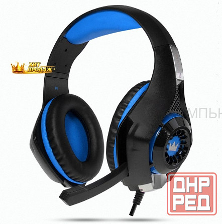 Игровые Наушники Проводные с Микрофоном Crown Micro Cmgh-101t чёрный/синий - арт:4068 Макеевка - изображение 1